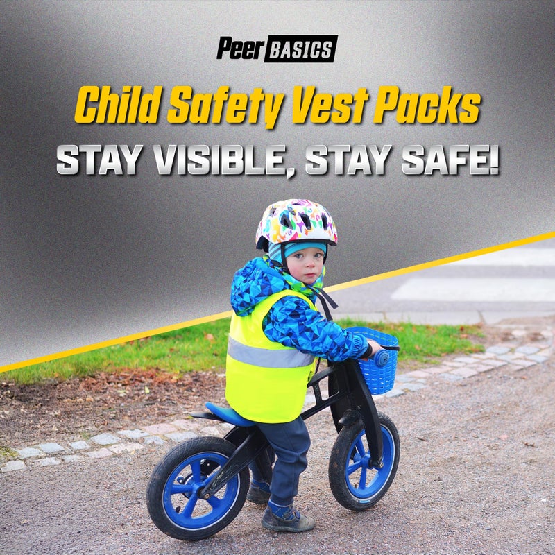 PeerBasics, 10 Pack Child 360 Degree Safety Vest Yellow, Reflective High Visibility Silver Strip, Boys & Girls, Work, Cycling, Runner, Crossing Guard, Road, for Kids - Image 2